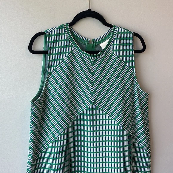 Anthropologie MAEVE Green and White Geometric Mini Dress - Picture 2 of 8